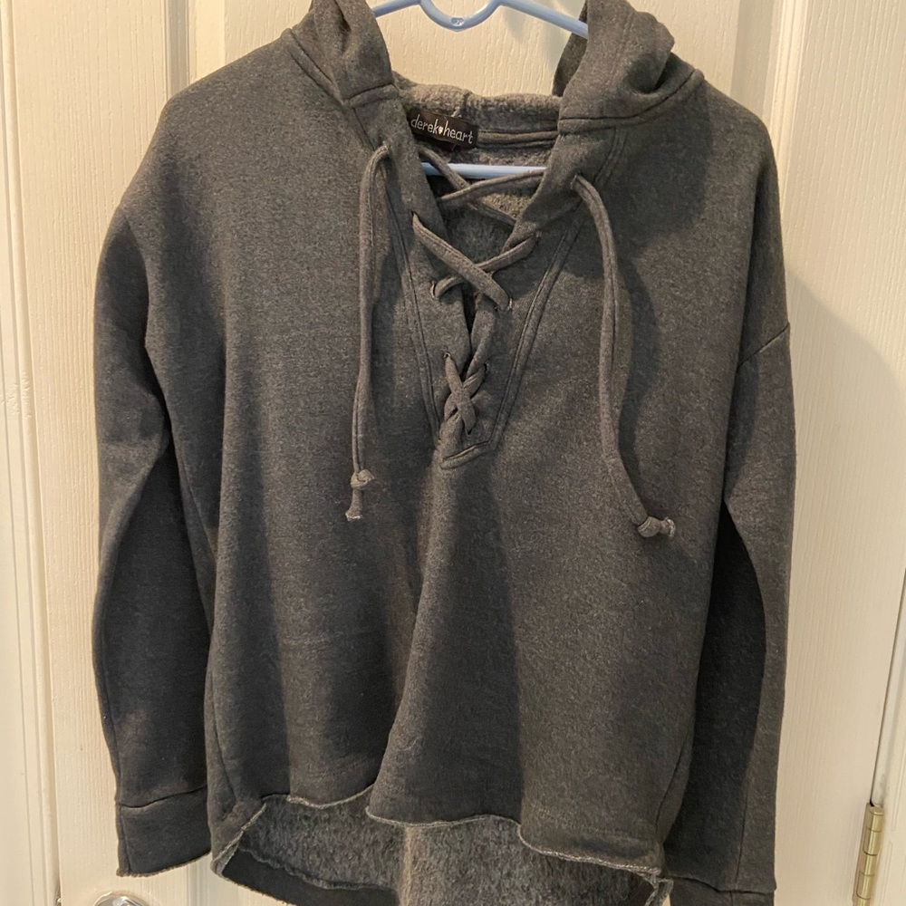 Gray Boho Fleece Hoodie